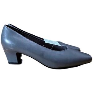 Vintage Fanfares Classic Pointed Toe Block Heel Pumps Shoes Women's Size 8 Gray